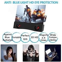 LAIKETE 12" 3D Mobile Phone Screen Magnifier with Bluetooth Speakers, Anti-Blue Light Cell Phone Screen Amplifier Enlarger for Movie,Video and Gaming, Compatible All Smartphones