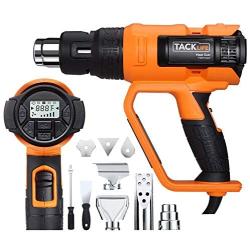 Professional Heat Gun, Tacklife 122°F ~1202℉(50℃ ~650℃) Heavy Duty Hot Air Gun with LCD Screen Display, 2 Temp Settings, 4 Memory Settings, 5 Air Flow Adjustment and 9 Pcs Attachments--HGP72AC