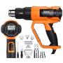 Professional Heat Gun, Tacklife 122°F ~1202℉(50℃ ~650℃) Heavy Duty Hot Air Gun with LCD Screen Display, 2 Temp Settings, 4 Memory Settings, 5 Air Flow Adjustment and 9 Pcs Attachments--HGP72AC
