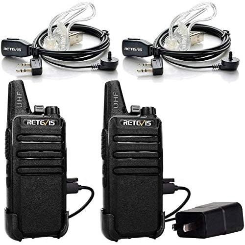 Retevis RT22 Walkie Talkie Long Range,2 Way Radio Rechargeable,Two Way Radio with 2 Pin Earpiece Headset Adults Children Field Camping Driving(2 Pack)