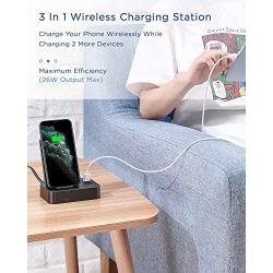 seenda Wireless Charger with 2 USB Ports, 26W 3-in-1 Multi-Device Wireless Charging Stand Station Built-in AC Adapter, for iPhone 11, 11 Pro, XS Max, XR, XS, X, 8 Plus, Galaxy S20, S10, Note10