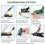 Soldering Iron, Soldering Iron Kit Electronics, 60W Adjustable Temperature Welding Tool, 5pcs Soldering Iron Tip, Soldering Iron Stand, Desoldering Pump, Tweezers, Solder Wire, Rosin, Carry Bag