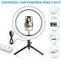 10 LED Ring Light with Tripod Stand, Bluetooth Remote & Phone Holder, AIDISITE Dimmable Ring Light Kit with 3 Colors for YouTube Video Shooting, Makeup, Selfie, Photography, Live Streaming