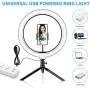 10 LED Ring Light with Tripod Stand, Bluetooth Remote & Phone Holder, AIDISITE Dimmable Ring Light Kit with 3 Colors for YouTube Video Shooting, Makeup, Selfie, Photography, Live Streaming