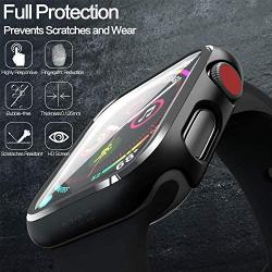 pzoz Compatible Apple Watch Series 2 / Series 3 Case with Screen Protector 42mm Accessories Slim Guard Thin Bumper Full Coverage Matte Hard Cover Defense Edge for Women Men New Gen GPS iWatch (Black)