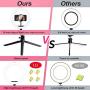 Ring Light with Tripod Stand and Phone Holder - 10&quotLED Cell Phone Ringlight for Makeup,Vlogs,Live Stream,YouTube Video,Photography,Self-Portrait Shooting,Desk Makeup Circle Lighting for iPhone/Android