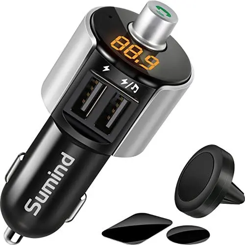 Sumind Car Bluetooth FM Transmitter, FM Radio Adapter Transmitter, 5V/ 3.4A Dual USB Ports Charger Compatible iPhone and Android Smartphones, Hands-free Calling, U-disk MP3 Player(Pattern 1) Sumind Car Bluetooth FM Transmitter, FM Radio Adapter Transmitter, 5V/ 3.4A Dual USB Ports Charger Compatible iPhone and Android Smartphones, Hands-free Calling, U-disk MP3 Player(Pattern 1)