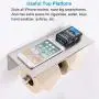 APLusee Double Toilet Paper Holder with Shelf Brushed Nickel, SUS 304 Stainless Steel Contemporary Tissue Roll Holder Mobile Phone Storage Rack