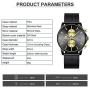 GOLDEN HOUR Mens Watches Fashion Sport Quartz Analog Black Mesh Stainless Steel Waterproof Chronograph Wrist Watch, Auto Date in Blue/Red/Gold Hands