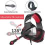 Gaming Headset for PS4 Xbox One, Gaming Headphones with Mic Stereo Surround Noise Reduction LED Lights Volume Control for Laptop, PC, Tablet, Smartphones - Red