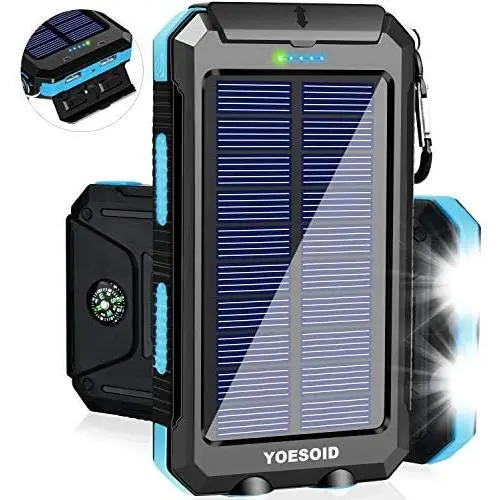 Solar Charger 20000mAh YOESOID Portable Outdoor Waterproof Solar Power Bank Camping External Battery Packs with Dual USB Output 2 Led Light Flashlight Compatible Most Smart Phones and Tablets Solar Charger 20000mAh YOESOID Portable Outdoor Waterproof Solar Power Bank Camping External Battery Packs with Dual USB Output 2 Led Light Flashlight Compatible Most Smart Phones and Tablets