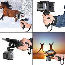 Fantaseal Ergonomic Action Camera Hand Grip Mount w/Smartphone Clip Compatible with GoPro Grip GoPro Holder for GoPro Hero 8 7 6 5/4/3/Session Garmin Virb XE Xiaomi Yi SJCAM Handle Grip Selfie Stick