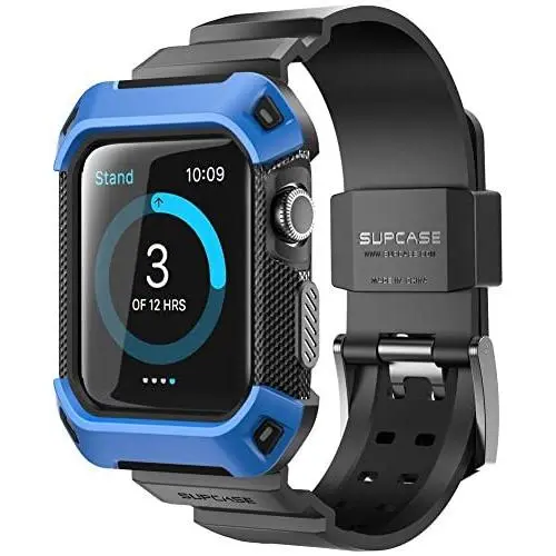 SUPCASE [Unicorn Beetle Pro] Case for Apple Watch 3, Rugged Protective Case with Strap Bands for Apple Watch Series 3 2017 Edition [42mm, Compatible with Apple Watch 42mm 2015 2016 ] (Blue)