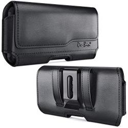 DeBin iPhone 11 iPhone XR Holster, Leather Belt Holster Case with Belt Clip and Loops Cell Phone Holder Pouch for Apple iPhone 11 / XR (Fits Cellphone with Other Case Cover on) Black