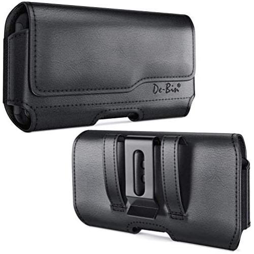 DeBin iPhone 11 iPhone XR Holster, Leather Belt Holster Case with Belt Clip and Loops Cell Phone Holder Pouch for Apple iPhone 11 / XR (Fits Cellphone with Other Case Cover on) Black