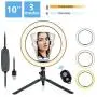 Ring Light, OUTAD 10.2" LED Selfie Ring Light with Tripod Stand & Phone Holder, Bluetooth Remote Shutter Desk Ring Light for iPhone/Android, 10 Brightness Level & 3 Light Modes, for Live Stream/Makeup