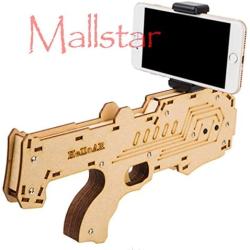 AR Games Gun Augmented Reality Bluetooth Game Controller with Cell Phone Stand Holder Portable and Eco-Friendly Wood AR Toy with 360° AR Games for iPhone Android (Medium)