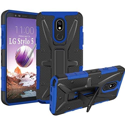 HNHYGETE Designed for LG STYLO 5 Plus(2019) Case,LG Stylo 5 Cell Phone Case,Dual Layer Heavy Duty Non Slip Shockproof Bumper Rugged Protective Cover (Blue)