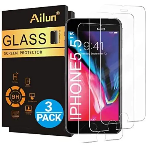 Ailun Screen Protector for iPhone 8 Plus/7 Plus/6s Plus/6 Plus-5.5 Inch 3Pack 2.5D Edge Tempered Glass Compatible with iPhone 8 Plus/7 plus/6s Plus/6 Plus-Anti Scratch Case Friendly