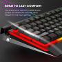 VictSing RGB Gaming Keyboard Metallic, RGB Backlit Gaming Keyboard, Metal-Panel Wired Keyboard with Mobile Phone Holder, Quiet Click Computer Keyboard with Ergonomic Wrist Rest for PC Gamers, Black