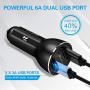 39W 12V Fast Dual USB Car Charger, Volport Metal 3A Rapid Charge Adapter with 2 Quick Charging 3.0 Port for Android Samsung Galaxy S10 S9 S8 Note 9 Note 8 LG Sony iPhone Xs Max XR X 8 Plus iPad Mini