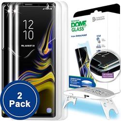 Galaxy Note 9 Screen Protector, [Dome Glass] Full 3D Curved Edge Tempered Glass Shield [Liquid Dispersion Tech] Easy Install Kit by Whitestone for Samsung Galaxy Note 9 (2018) - 2 Pack