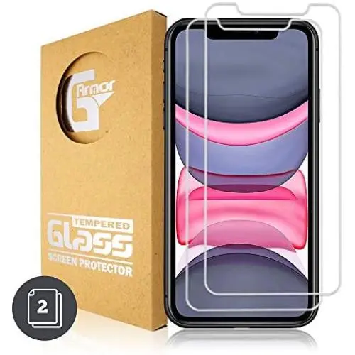 G-Armor Glass Screen Protector for iPhone 11, iPhone XR (2 Pack) - Ultra Clear Tempered Glass Protective Screen Cover, Phone Case Friendly, Accessories for 6.1-inch Apple iPhones