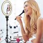 ANOSS 10" Selfie Ring Light for Live Stream/Makeup/TikTok/YouTube Video, Dimmable Ringlight with Extendable Tripod Stand and Phone Holder LED Circle Lights