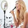 ANOSS 10" Selfie Ring Light for Live Stream/Makeup/TikTok/YouTube Video, Dimmable Ringlight with Extendable Tripod Stand and Phone Holder LED Circle Lights ANOSS 10" Selfie Ring Light for Live Stream/Makeup/TikTok/YouTube Video, Dimmable Ringlight with Extendable Tripod Stand and Phone Holder LED Circle Lights
