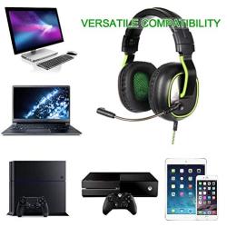 PS4 Gaming Headsets, G838 Gaming Headset for Xbox One Over Ear Headphones with Mic in-line Control Deep Bass for PS4 (Black Green)