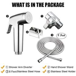 REEGE Dog Shower Sprayer Attachment Set for Pet Bathing and Dog Washing-Bathroom Sprayer Shower Arm Diverter with Hand Shower Head and Hose Sprayer Head Kit