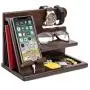 TESLYAR Wood Phone Docking Station Ash Key Holder Wallet Stand Watch Organizer Men Gift Husband Wife Anniversary Dad Birthday Nightstand Purse Father Graduation Male Travel Idea Gadgets TESLYAR Wood Phone Docking Station Ash Key Holder Wallet Stand Watch Organizer Men Gift Husband Wife Anniversary Dad Birthday Nightstand Purse Father Graduation Male Travel Idea Gadgets