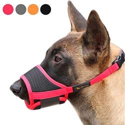 Heele Dog Muzzle Nylon Soft Muzzle Anti-Biting Barking Secure，Mesh Breathable Pets Mouth Cover for Small Medium Large Dogs 4 Colors 4 Sizes