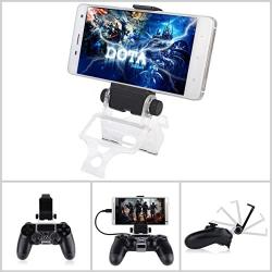 PS4 Controller Phone Mount, Megadream 180 Degree Adjustable Android Smartphone Game Clip Bracket Holder for PS4, PS4 Slim, PS4 Pro, Samsung Galaxy, HTC One, LG, Sony Xperia, Moto (PS4 Mount)