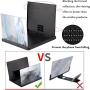 Screen Magnifier for Mobile Phone, 12 3D Cell Phone Magnifier Projector Screen Enlarger HD for Videos, Movies, and Games, Foldable Phone Stand with Screen Amplifier, Compatible with Any Smartphones