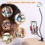Universal Selfie Ring Light with Flexible Mobile Phone Holder Lazy Bracket Desk Lamp LED Light for Live Stream Office Kitchen