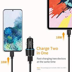 USB C Fast Car Charger Adapter,PD&QC3.0 36W Fast Charging,Compatible with Samsung Galaxy S20/S20 Plus/S20 Ultra/S10+/10e/S9,Note 10/10 Plus/9,Google Pixel 4xl/3a/3, with 3.3ft USB-C Cable