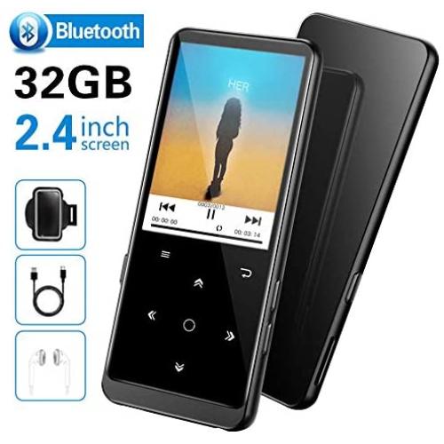 32GB MP3 Player, Supereye MP3 Players with Bluetooth 4.2, Music Players with FM Radio and Recording, 2.4" Screen, HiFi Lossless Sound, Support up 64GB Expansion(Earphone, Sport Armband Included)