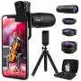 DELLURGO Phone Camera Lens 20x Telephoto Lens 205° Fisheye Lens 15x Macro Lens 0.63x Wide Angle Lens with Tripod Travel Case Cell Phone Lens Kit for iPhone XR/Xs/Max/8/7/6 Plus/Samsung/Google Pixel DELLURGO Phone Camera Lens 20x Telephoto Lens 205° Fisheye Lens 15x Macro Lens 0.63x Wide Angle Lens with Tripod Travel Case Cell Phone Lens Kit for iPhone XR/Xs/Max/8/7/6 Plus/Samsung/Google Pixel