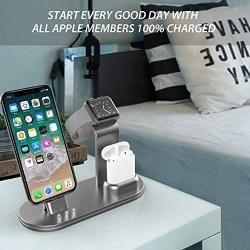 OLEBR Charging Stand Compatible with iWatch 5 and 4 Watch Charging Stand for AirPods, iWatch Series 5/4/3/2/1,iPhone 11/11 Pro/11 Pro Max/Xs/X Max/XR/X/8/8Plus/7/7 Plus /6S /6S Plus/iPad-Space Gray