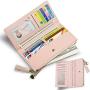 Wallets for Women Leather Cell Phone Case Holster Bag Long Slim Credit Card Holder Cute Minimalist Coin Purse Thin Large Capacity Zip Clutch Handbag Wallet for Girls Ladies (Gray)