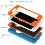 iPhone 6/6S Case Shockproof High Impact Tough Rubber Rugged Hybrid Case Silicone Triple Protective Anti-Shock Shatter-Resistant Mobile Phone Case for iPhone 6/6S 4.7"(Blue-Orange)