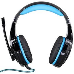 KOTION Each G9000 Headset 3.5mm Game Gaming Headphone Earphone with Microphone LED Light for Laptop Tablet Mobile Phones PS4 - Black + Blue