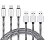 Micro USB Cable 6ft 3Pack by Ailun High Speed 2.0 USB A Male to Micro USB Sync Charging Nylon Braided Cable with 56k Ohm Pull-up Resistor for Smartphone Tablets Silver and Blackwhite