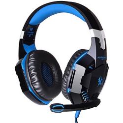 G2000 Stereo Gaming Headset for PS4 Xbox One, Bass Over-Ear Headphones with Mic, LED Lights and Volume Control for Laptop, PC, Mac, iPad, Computer, Smartphones, Blue(Blue)