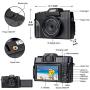 Digital Camera Vlogging Camera for YouTube 30MP Video Recorder Camcorder 180 Degree Rotation 3.0Inch LCD Screen 16X Digital Zoom KOMERY Interchangeable-Lens Digital Cameras, 2 Batteries