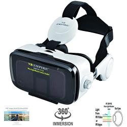 VR Headset Virtual Reality Headset 3D Glasses with 120°FOV, Anti-Blue-Light Lenses, Stereo Headset, for All Smartphones with Length Below 6.3 inch Such as iPhone & Samsung HTC HP LG etc.