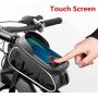 Bike Frame Bag Waterproof and Sunshade Bike Pouch Bag Bicycle Large Capacity Storage Bag with Headphone Hole for Any Smart Phone Below 7"