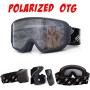Polarized Ski Goggles OTG fit Over Glasses with Anti Fog Locking Magnetic Lens Comfortable Foam Wide Field of View for Men or Women