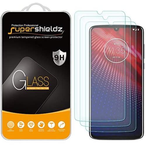 (3 Pack) Supershieldz for Motorola Moto Z4 Tempered Glass Screen Protector, Anti Scratch, Bubble Free